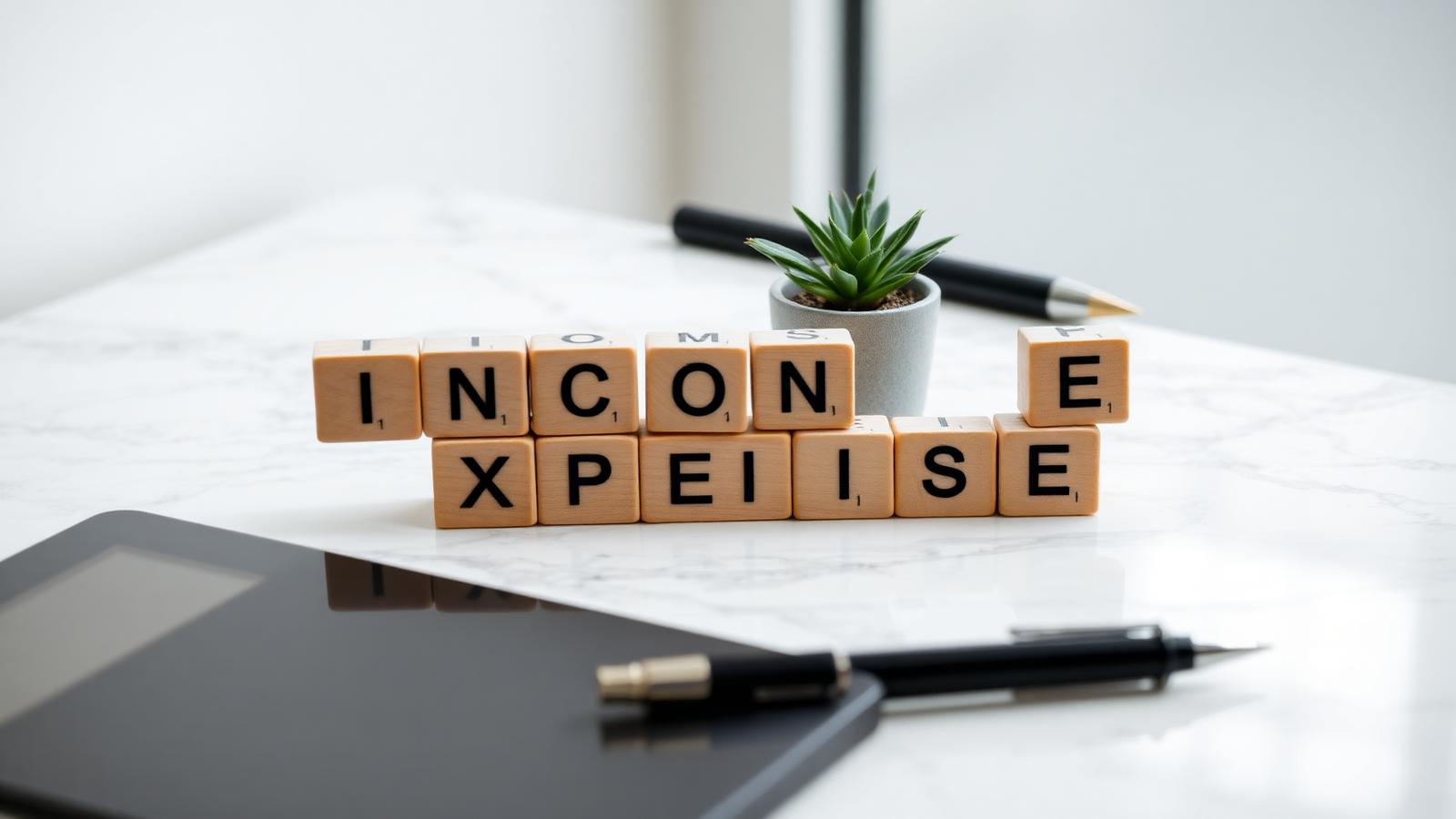 INCOME and EXPENSE wooden blocks representing the recognition decision at the heart of method choice
